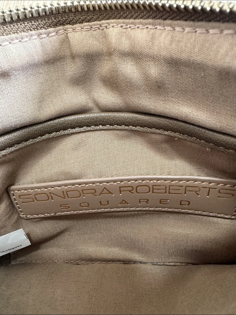 Sondra Roberts Tri-Panel Leather Wristlet Clutch in Gray, Cream & Brown